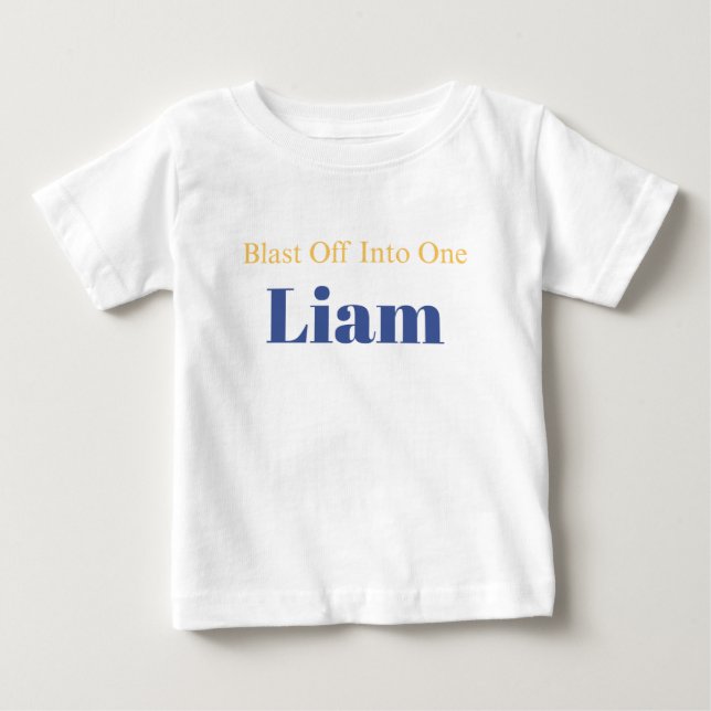 Personalised Blast Off Into One Birthday T-Shirt (Front)