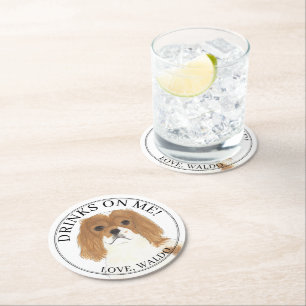 Personalised Blenheim Cavalier King Charles Spanie Round Paper Coaster