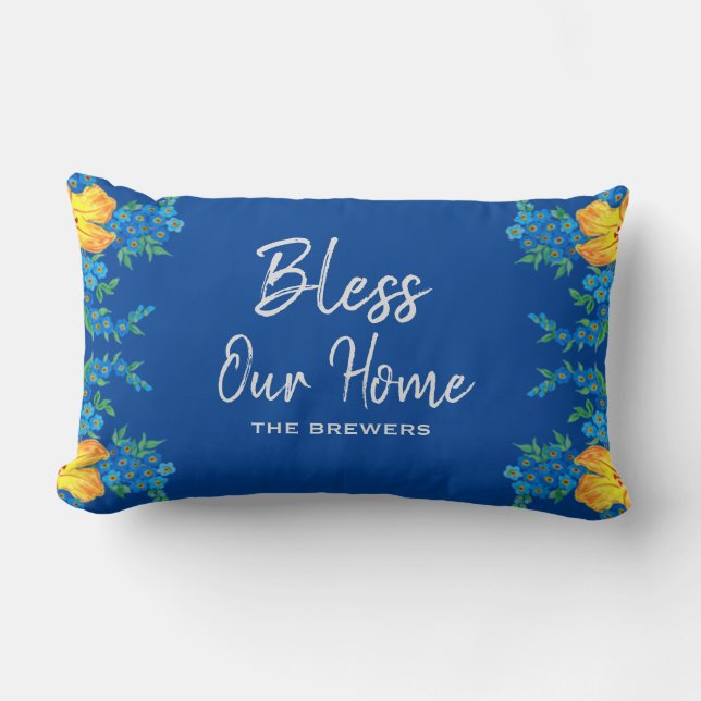 Personalised Bless Our Home Lumbar Pillow (Front)