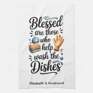 Personalised Blessed are Those who Help Wash Tea Towel