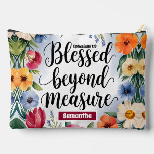 Personalised Blessed Beyond Measure Christian Accessory Pouch