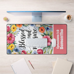 Personalised Blessed Beyond Measure Christian Desk Mat