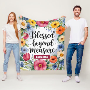 Personalised Blessed Beyond Measure Christian Fleece Blanket