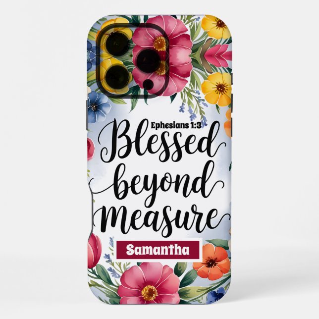Personalised Blessed Beyond Measure Christian iPhone Case (Back)