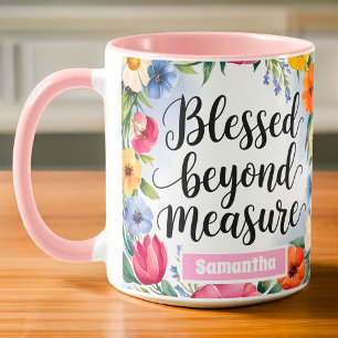 Personalised Blessed Beyond Measure Christian Mug