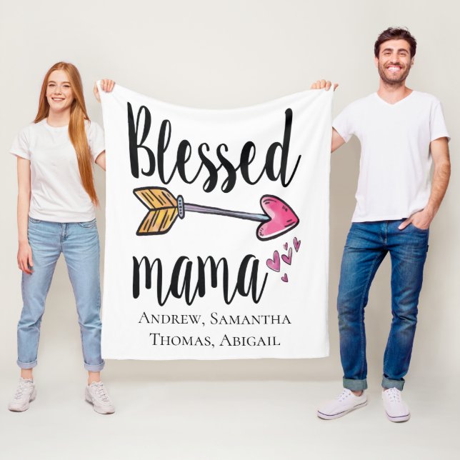 Personalised Blessed Mama Gift for Mum  Fleece Blanket (In Situ)