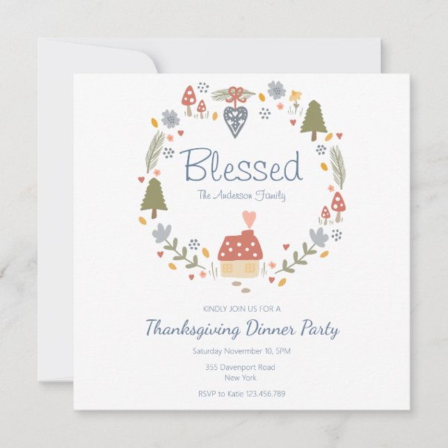 Personalised Blessed Thankful Dinner Party (Front)