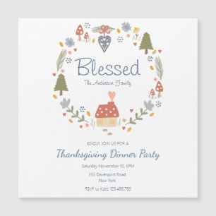Personalised Blessed Thankful Dinner Party Magnetic Invitation