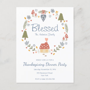 Personalised Blessed Thankful Dinner Party Postcard