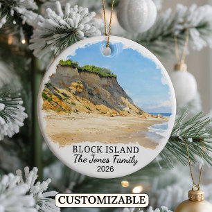 Personalised Block Island Ornament, Rhode Island Ceramic Tree Decoration