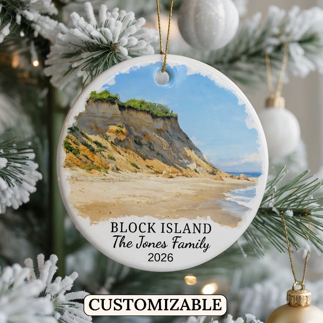 Personalised Block Island Ornament, Rhode Island Ceramic Tree Decoration (Creator Uploaded)