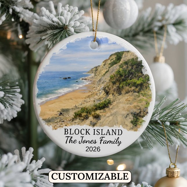 Personalised Block Island Ornament, Rhode Island Ceramic Tree Decoration (Creator Uploaded)