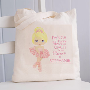 Personalised Blonde Ballerina in Pink Tote Bag