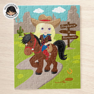 Personalised Blonde Cowgirl Jigsaw Puzzle