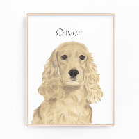 Personalised Blonde Tan Golden Cocker Spaniel Art