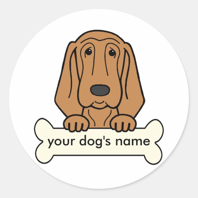 Personalised Bloodhound Classic Round Sticker (Front)