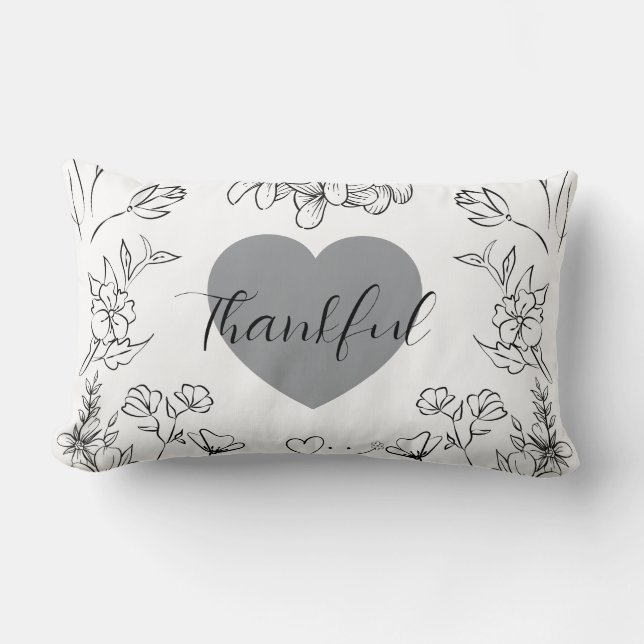 Personalised Bloom Print Modern Bedroom Accent Lumbar Cushion (Front)