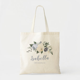 Personalised blooming botanical floral bridesmaid tote bag