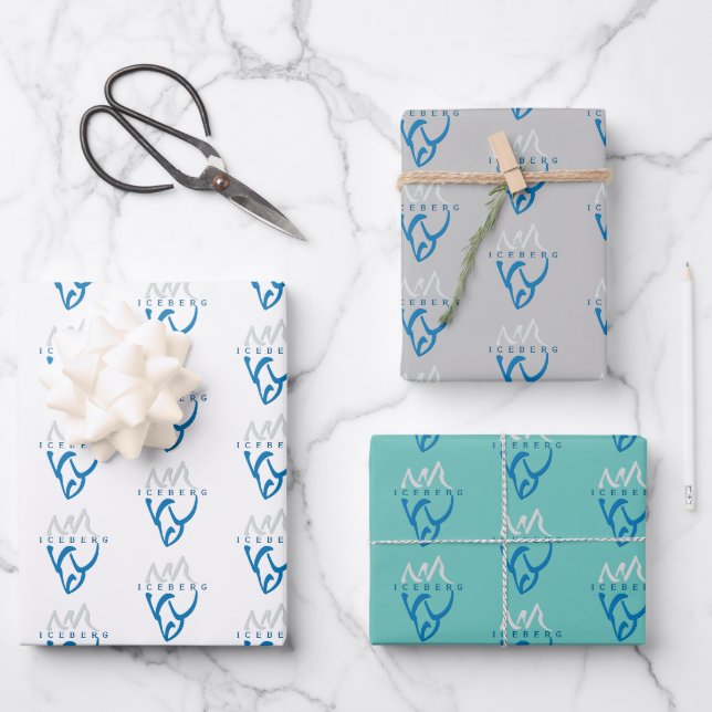 Personalised Blue Abstract Iceberg Motivational Wrapping Paper Sheet (Front)