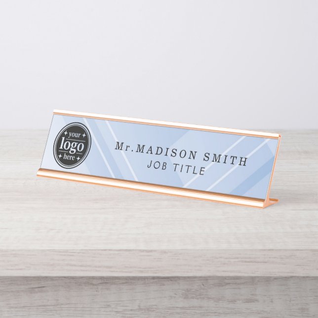 Personalised Blue Acrylic Desk Name Plate  (Front)