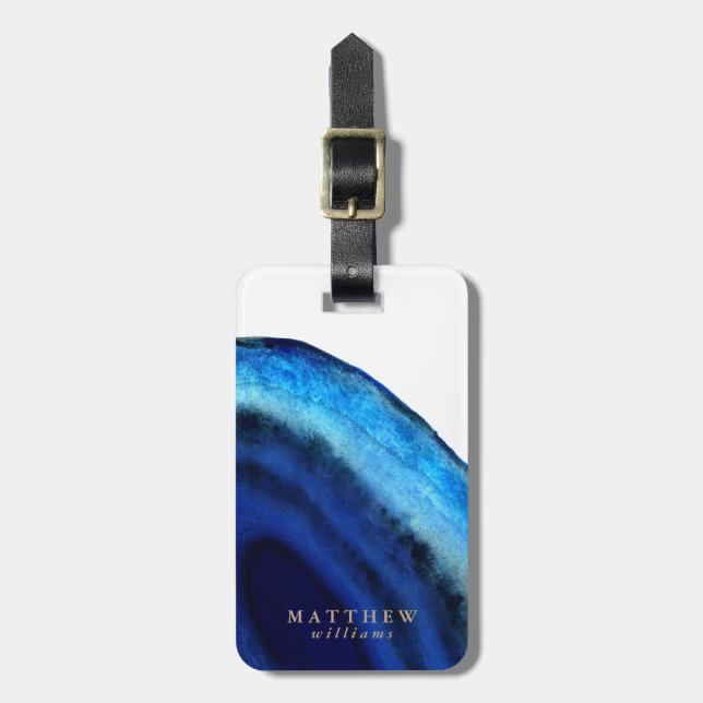 Personalised | Blue Agate Luggage Tag (Front Vertical)