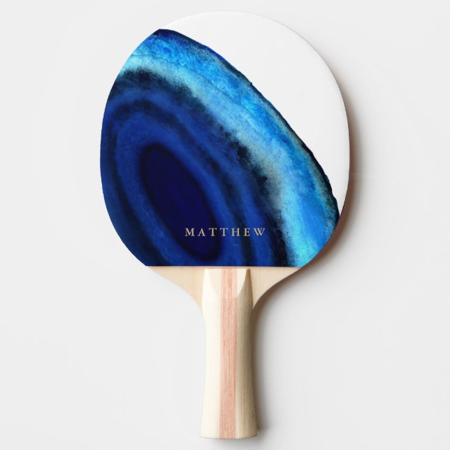 Personalised | Blue Agate Ping Pong Paddle (Front)