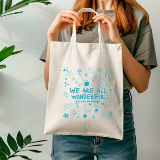 Personalised Blue All Wonderful Doodle Coquette Tote Bag