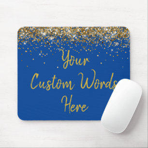 Personalised Blue and Gold Gamer His Birthday Gift Mouse Pad