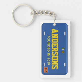 Personalised Blue and Gold License Plate Key Ring