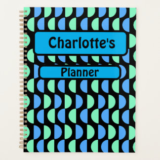 Personalised Blue and Green Patterned Planner