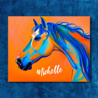 Personalised Blue and Orange Abstract Horse Art