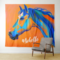 Personalised Blue and Orange Abstract Horse Art