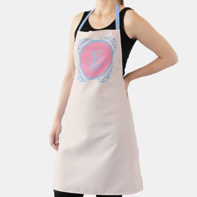 Personalised Blue and Pink All-Over Print Apron (Insitu)