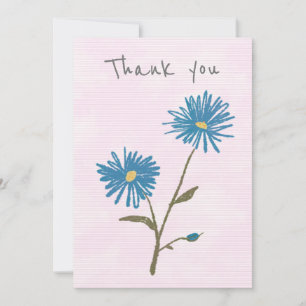 Personalised Blue and Pink Floral Thank You Card