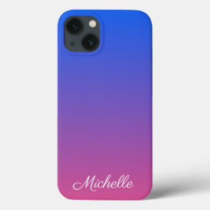 Personalised blue and pink ombre gradient Case-Mat iPhone 13 Case