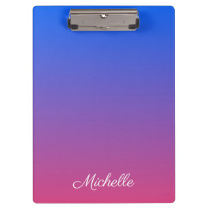 Personalised blue and pink ombre gradient clipboard
