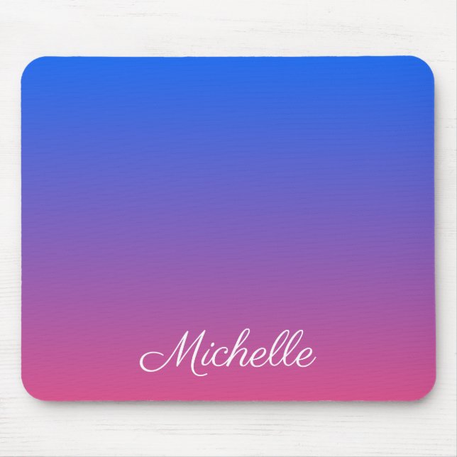 Personalised blue and pink ombre gradient mouse pad (Front)