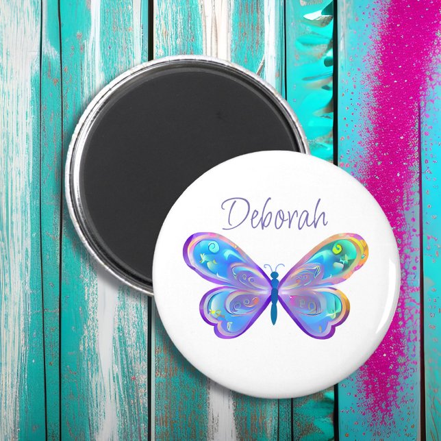 Personalised Blue and Purple Butterfly Magnet (Creator Uploaded)