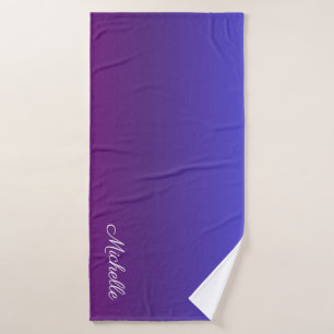 Personalised blue and purple ombre bath towel