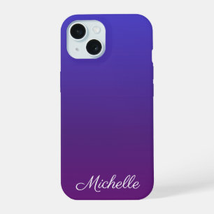 Personalised blue and purple ombre iPhone 15 case