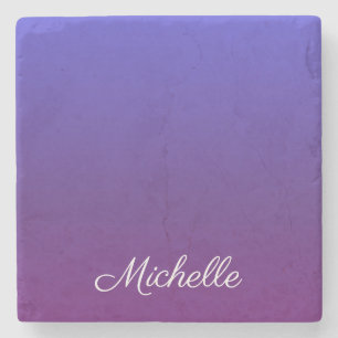 Personalised blue and purple ombre stone coaster