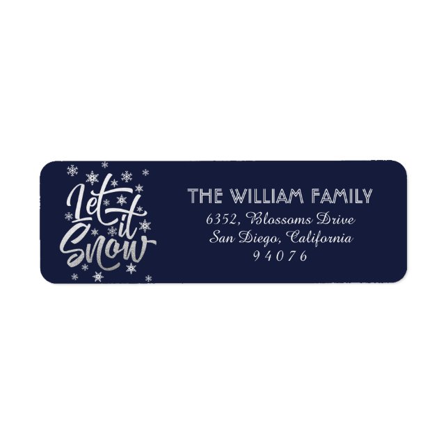 Personalised Blue and Silver Let it Snow Address (Front)