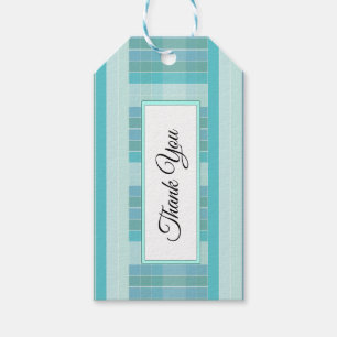 Personalised Blue and Teal Chequered Thank You Tag