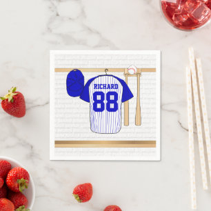 Personalised Blue and White Baseball Jersey Napkin