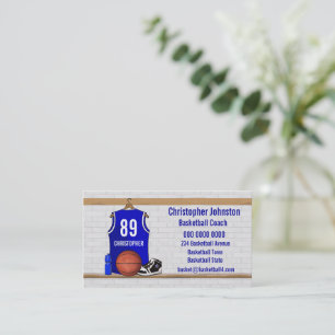 Personalised Blue and White Basketball Jersey Business Card