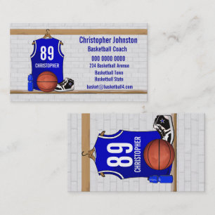 Personalised Blue and White Basketball Jersey Business Card