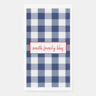 Personalised Blue and White Buffalo Plaid Napkin