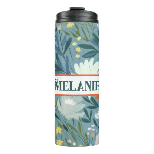 Personalised Blue and White Floral Patterned Thermal Tumbler
