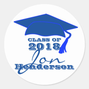 Personalised Blue and White Graduation Sticker