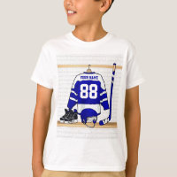 Personalised Blue and White Ice Hockey Jersey